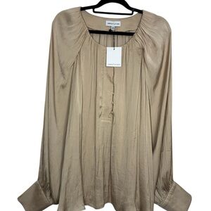 Gibson Latimer Beige Silky Blouse Bishop Sleeves 2X
